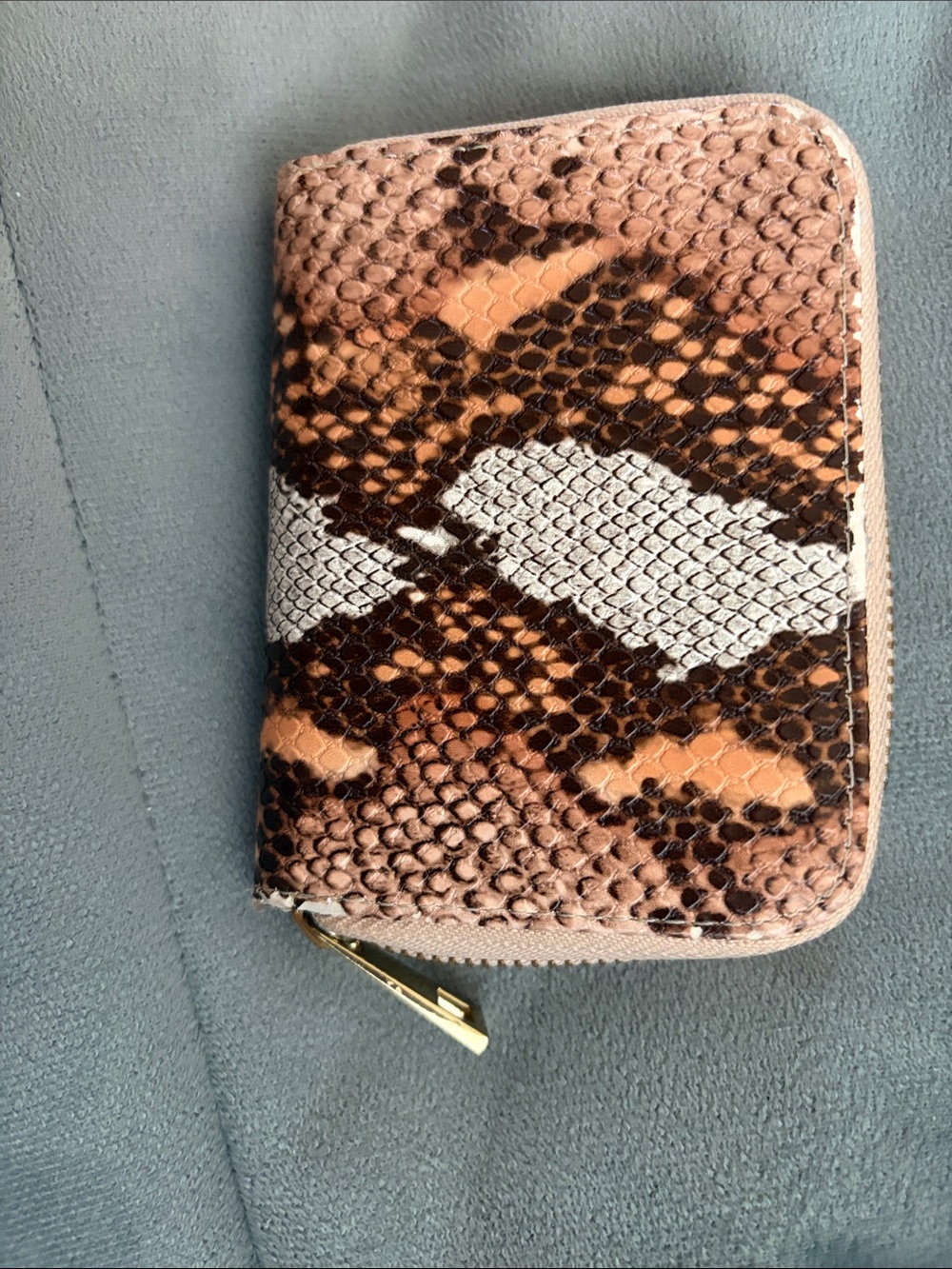a new day Pink and Brown Snakeskin Zip Wallet